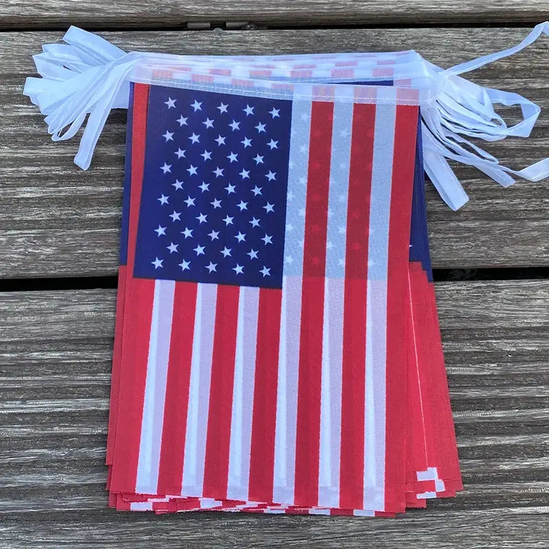 20 Pcs American String Flags Set USA Bunting Banner Small US Flags