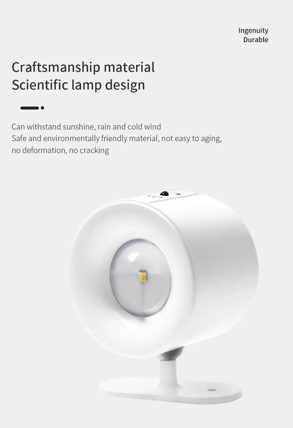 White LED wall lamp with circular front lens and touch control