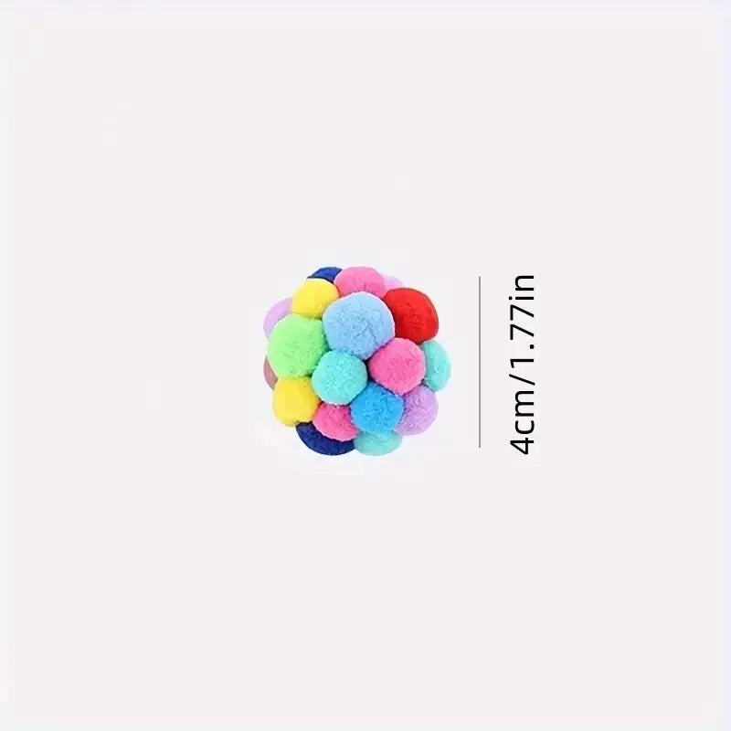 Cat plush colorful woolen pom-pom ball toy, 4 cm diameter, Simples Market.
