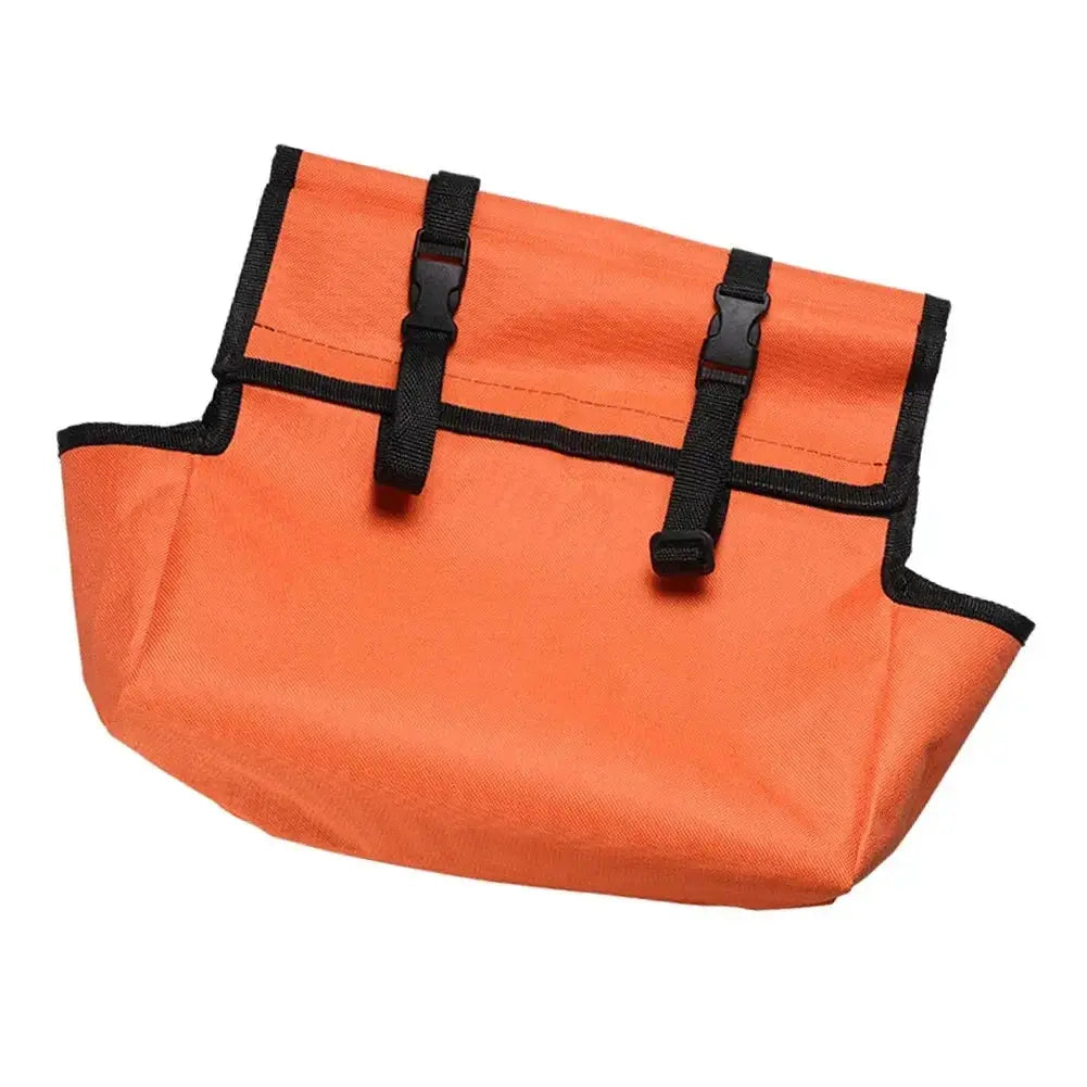 Folding ladder tool storage bag, orange Oxford cloth with black buckles.