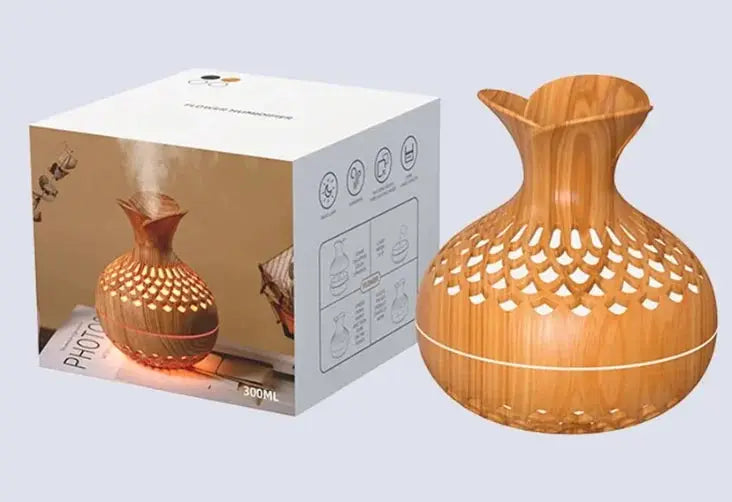 Wood Grain Mini Vase Humidifier USB Ultrasonic Essential Oil Diffuser for Home Fragrance and Air Purification