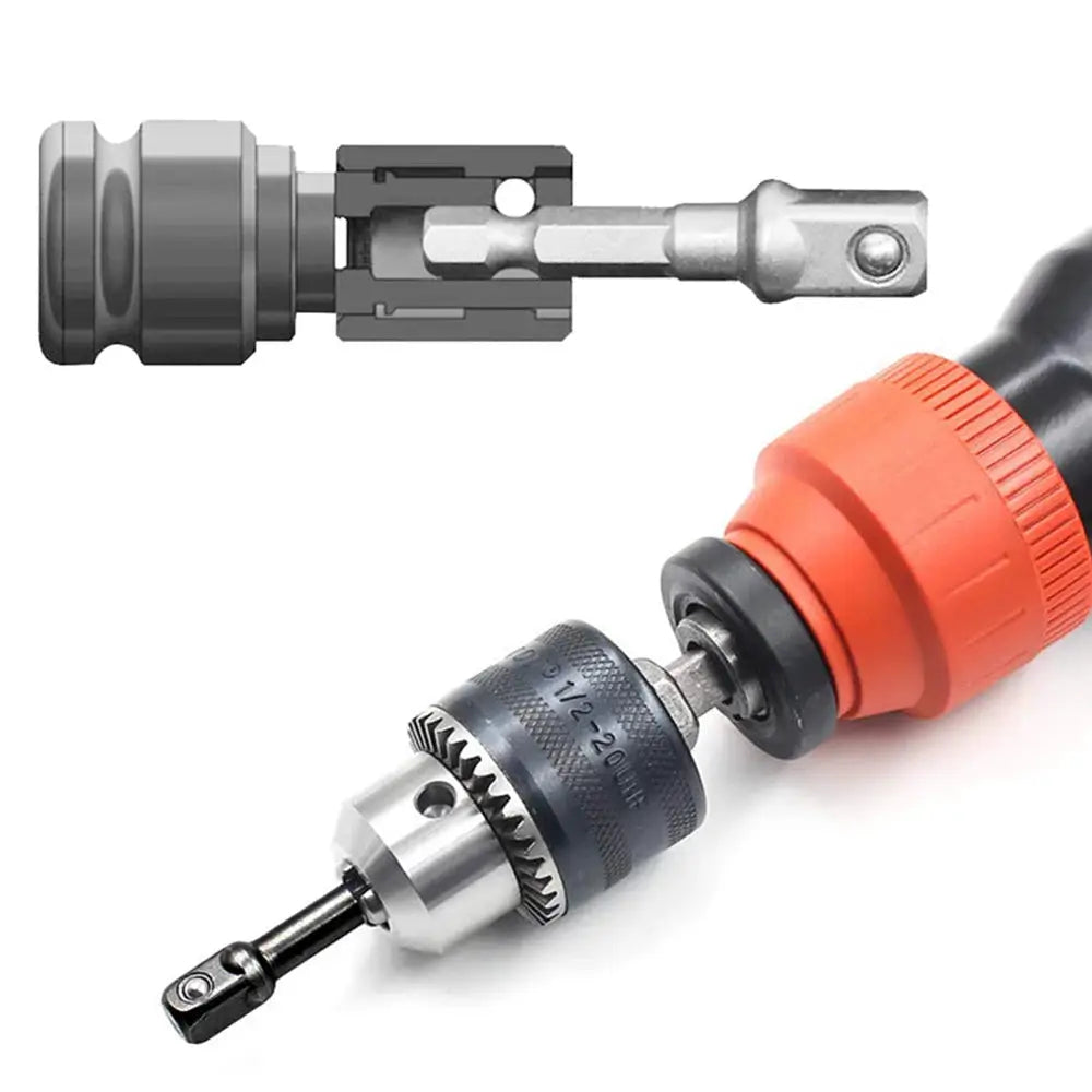 8 Piece Black Electric Screwdriver Set With Hex Handle Adapters And 3 Eighths Square Head And 1 Quarter Extension Rod