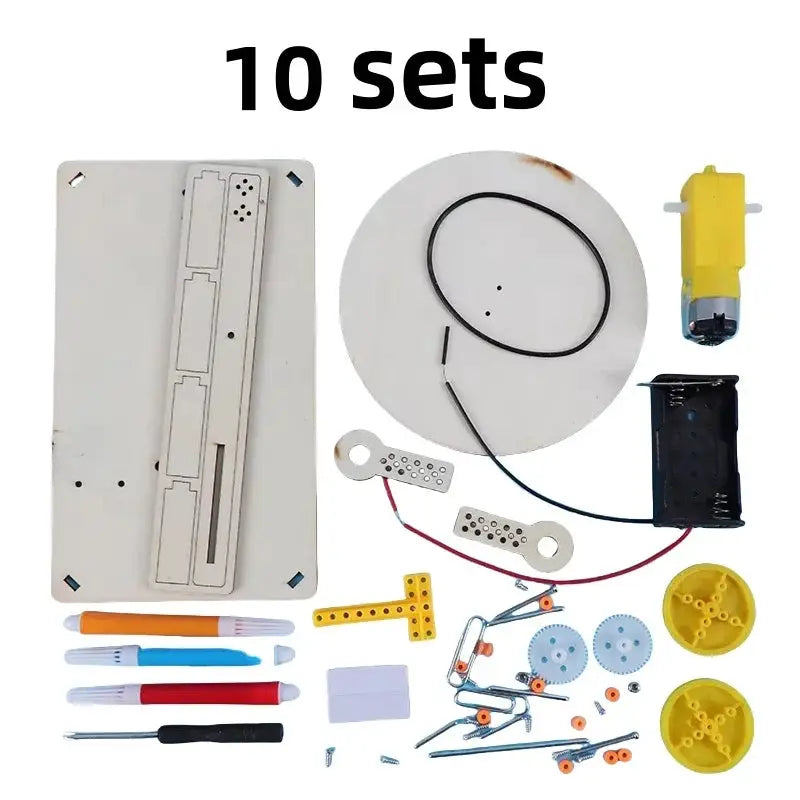 DIY Creative Wooden Electric Plotter Drawing Robot STEM Kit for Kids Automatic Painting Science Electronics