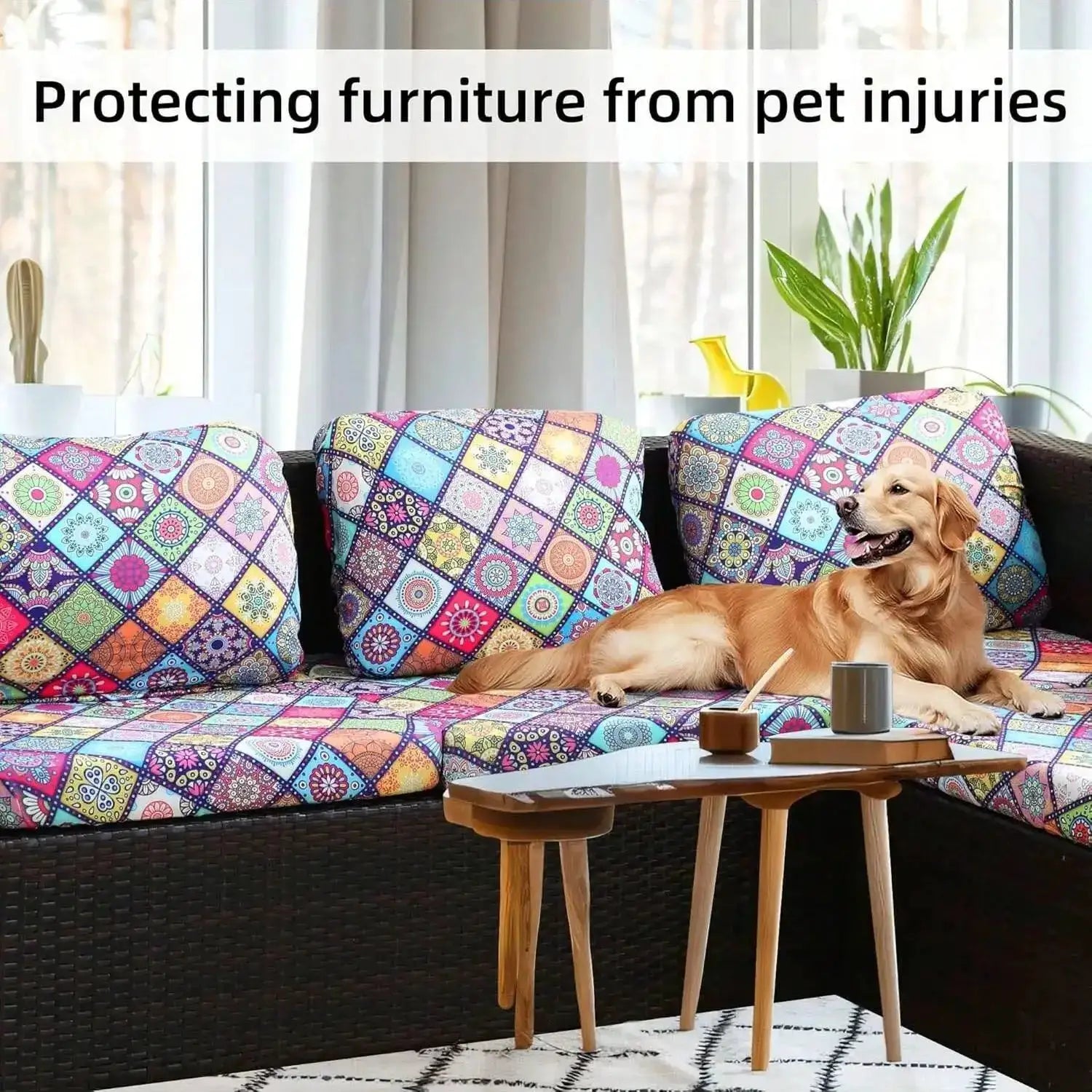 Simples Market outdoor tropical print sofa cushion covers; non-slip, set of three colorful cushions.