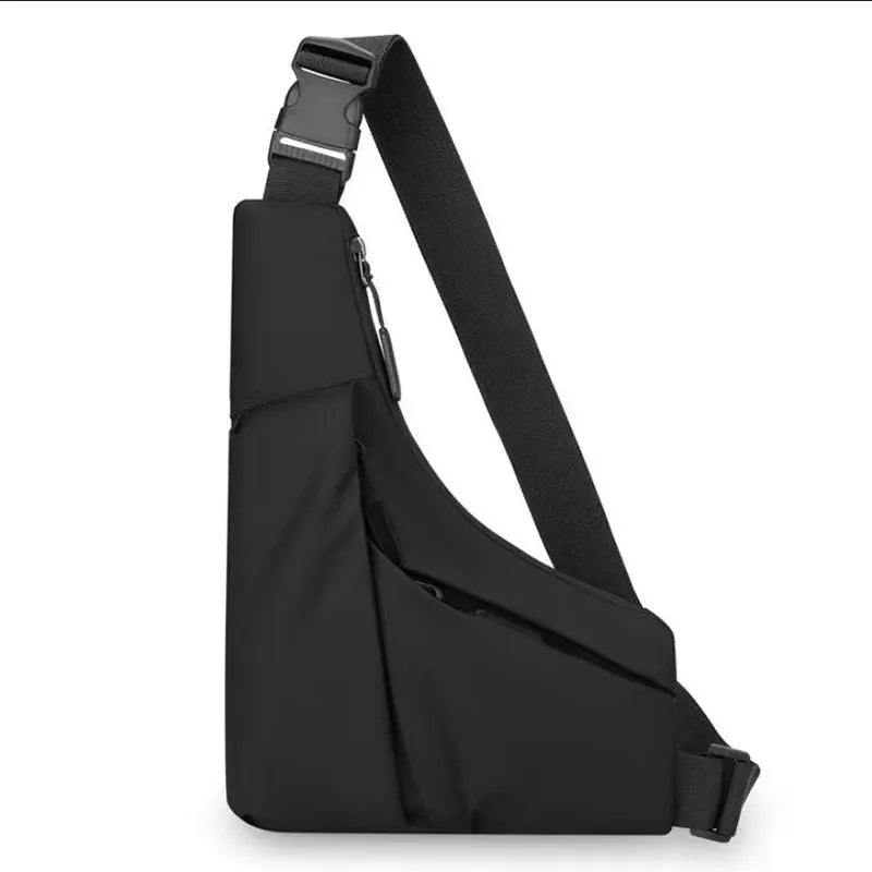 Simples Market men's chest bag, black crossbody shoulder bag with adjustable strap for daily commuting
