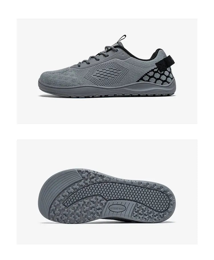 HOBIBEAR knit barefoot shoes, gray unisex zero-drop sneakers