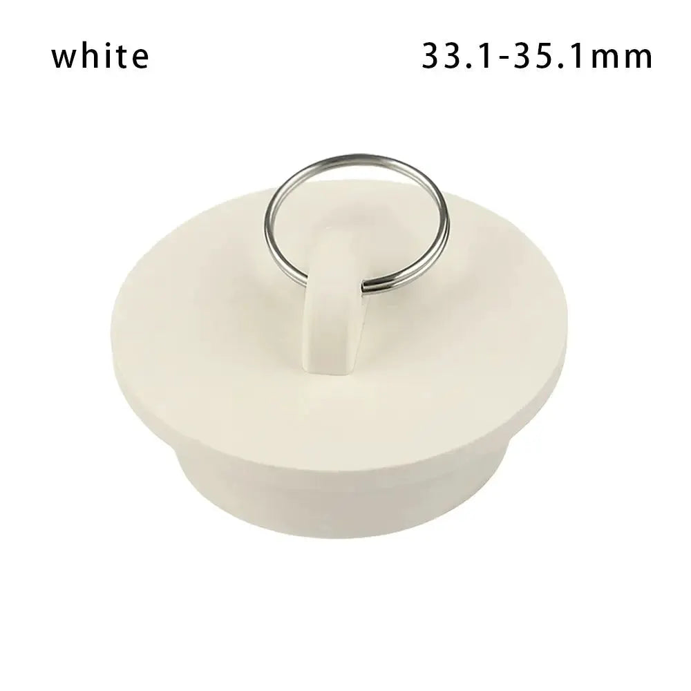 Sink drain stopper white rubber with metal ring, 33-35 mm, Simples Market