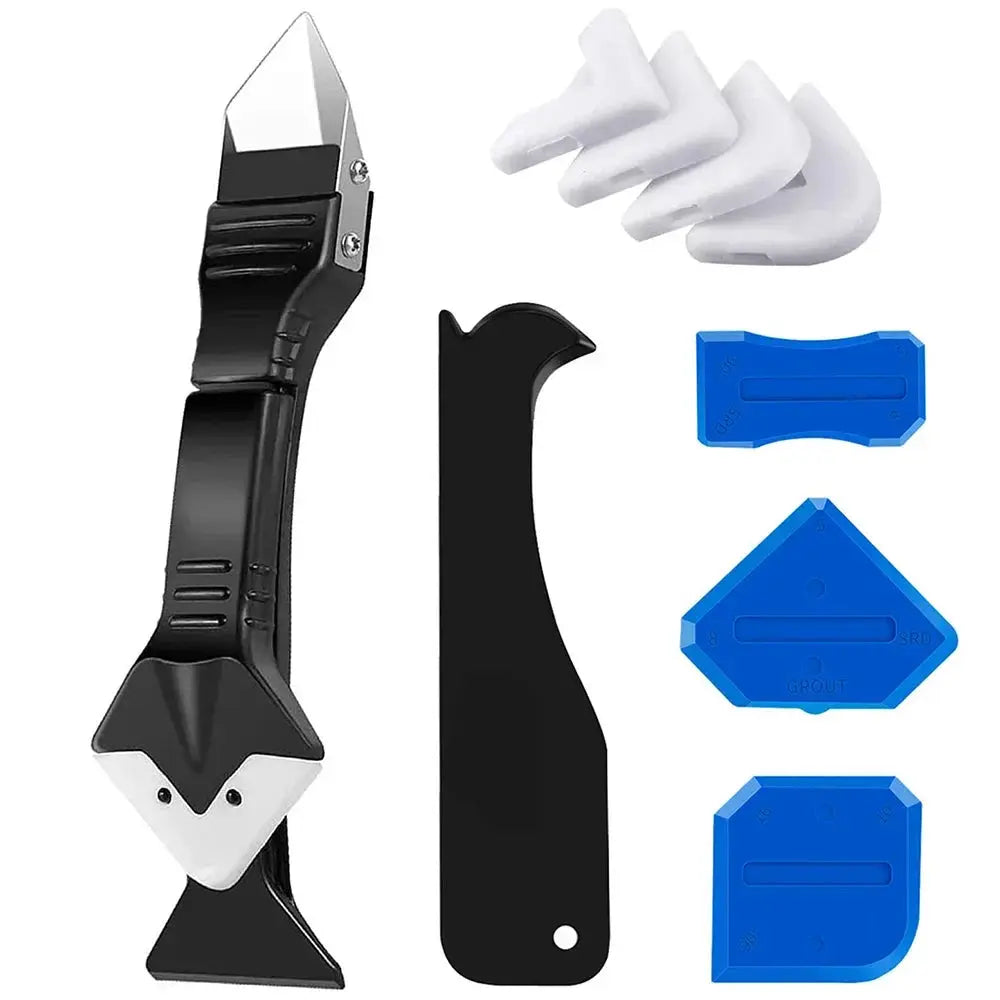 5-In-1 Silicone Scraper Squeegee Glue Remover Knife Caulking Tool Kit For Grout Crack Repair