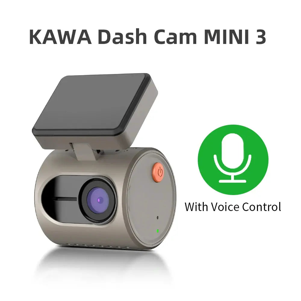 KAWA Dash Cam MINI 3 car dash camera with voice control, beige body, top-mounted screen