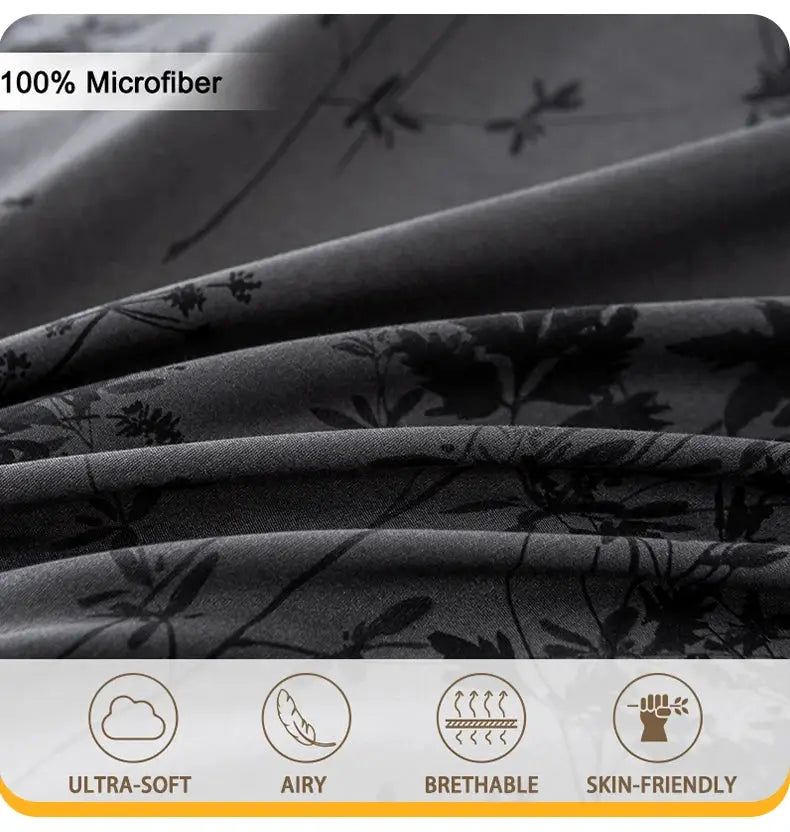 Zhusheng Kongye duvet cover set, 3-piece, dark gray microfiber, ultra-soft and skin-friendly