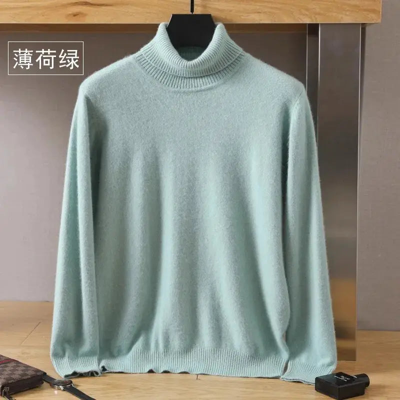 Men's mink velvet cashmere sweater in mint green by Simples Market