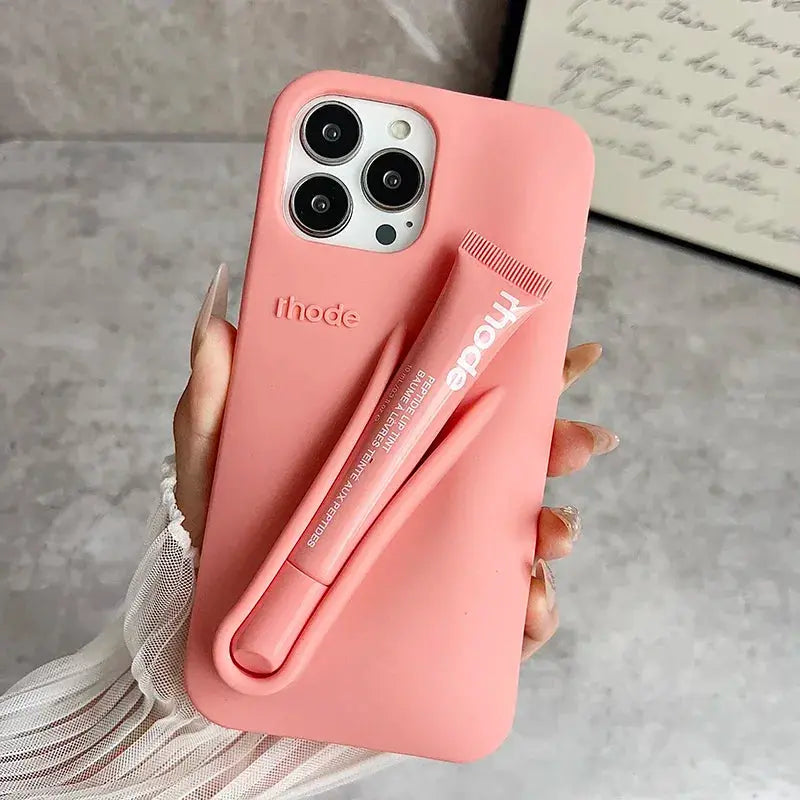 Lemontini Lip Gloss Silicone Phone Case For iPhone 11 Through 17 Pro Max Plus Air Makeup Inspired Lip Glaze