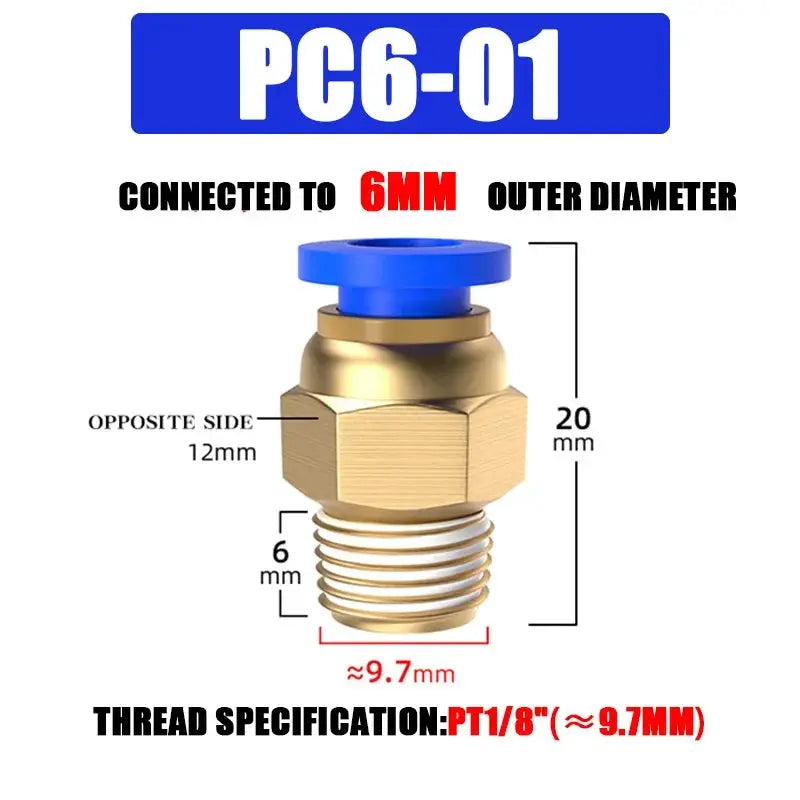 Pneumatic Fitting Air Connector Set PC4 PC6 PC8 PC10 PC12 Quick Connectors For 4 6 8 10 12 Mm Hose Fittings Inch Thread