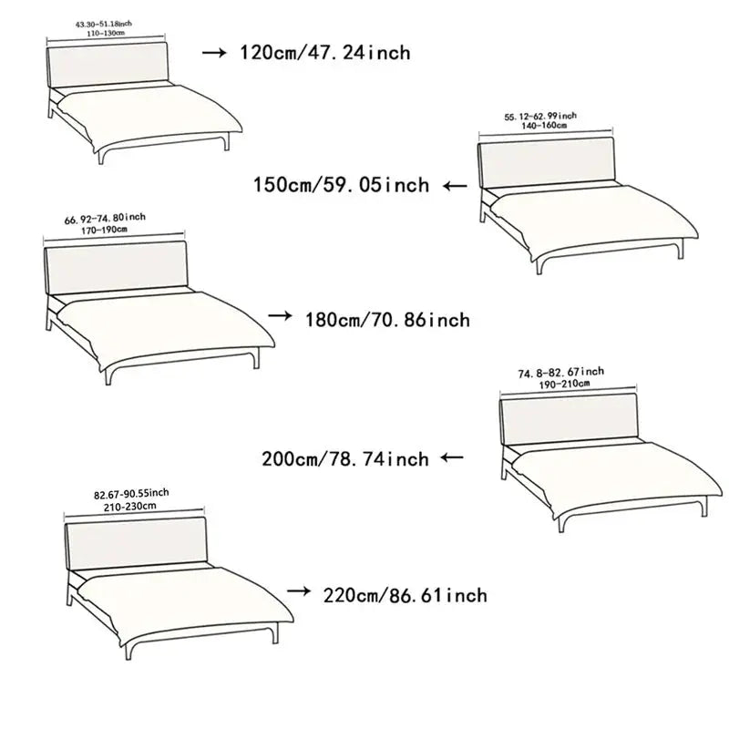 Simples Market 1pc jacquard bed headboard cover, solid color elastic slipcover; six size options 120–220 cm