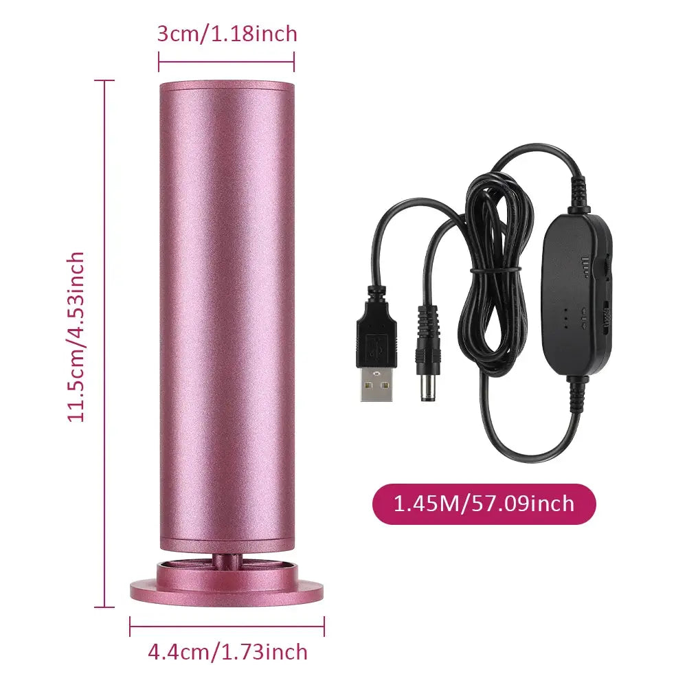 Pink electric foot callus remover with USB charging cable for pedicure care.