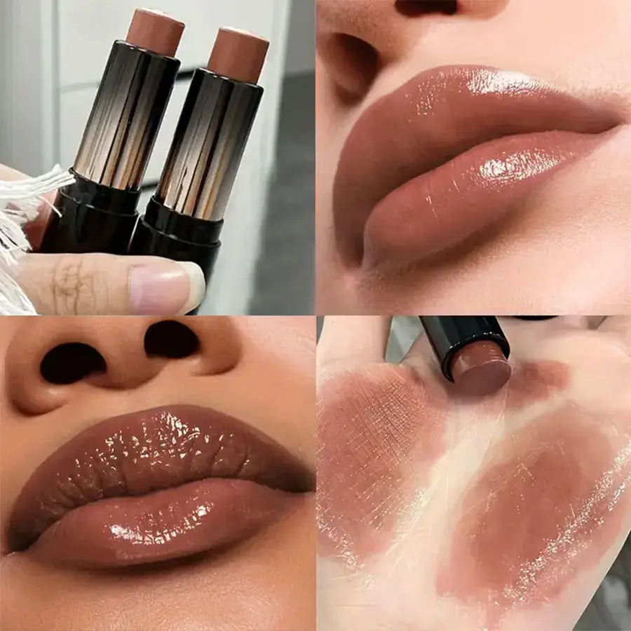 LuxeLips Red Brown Waterproof Lipstick Hydrating Long Lasting Color With Mirror Gloss Finish