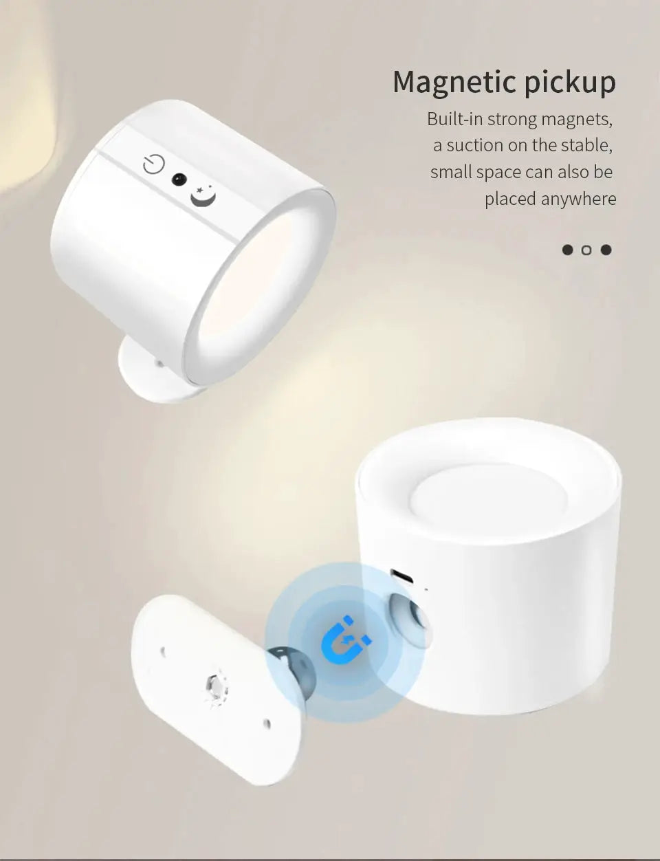 Simples Market LED wall sconce white double-head lamp with touch control, 360° rotatable, wireless night light for bedroom