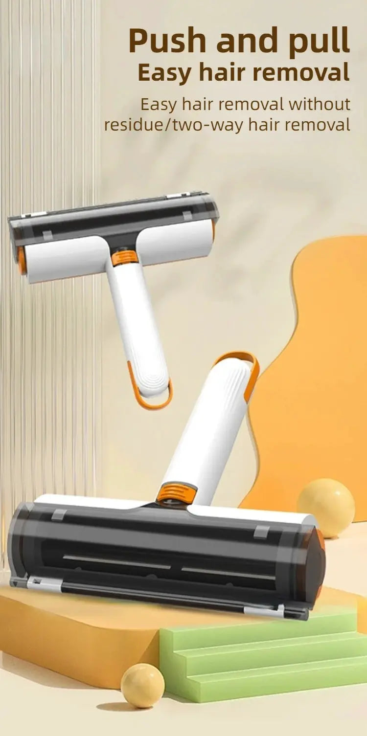 Simples Market multifunctional pet hair removal roller, white with orange accents, portable washable clothes hair remover tool