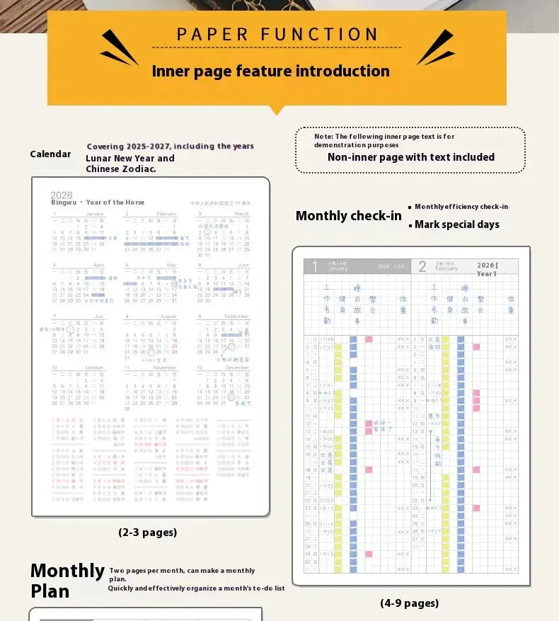 Kinbor Notebook 2026 Planner A5/A6 by Simples Market with monthly plan and yearly calendar layouts.