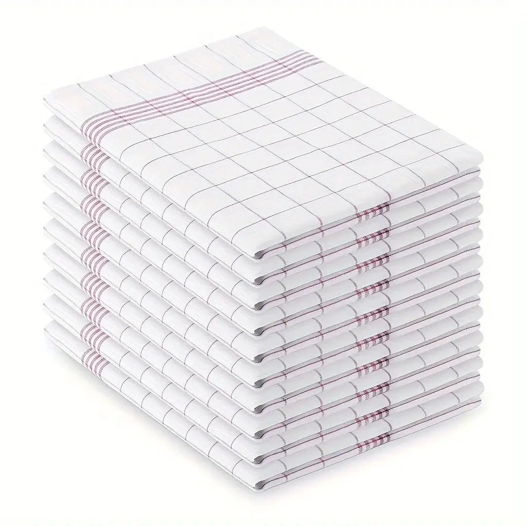 Plaid dish towels by Simples Market, white with red checks, large kitchen towels, 10-pack