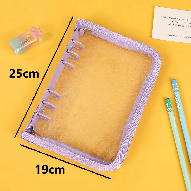 Simples Market A5 transparent lavender binder with purple rings