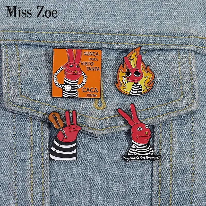 Red Rabbit Enamel Pin Custom Lapel Brooch Zinc Alloy Animal Jewelry Gift for Friends