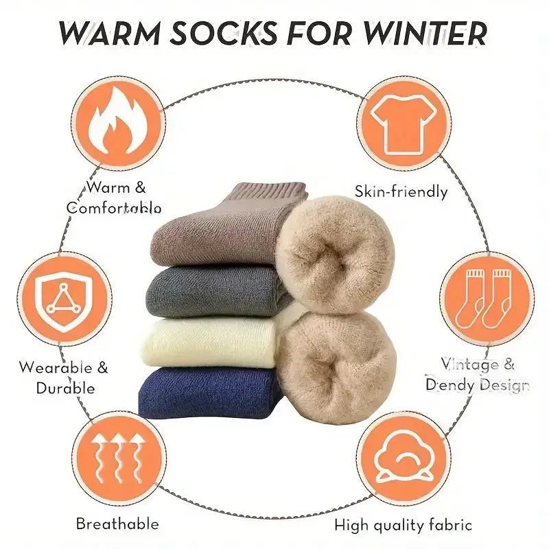 3 Pairs Womens Thermal Boot Socks Thick Winter Warm Cotton Socks Outdoor Comfort Pack