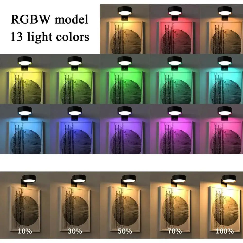 LED wall picture lights by Simples Market; 13-color RGB, dimmable, magnetic ambient spotlight, battery powered