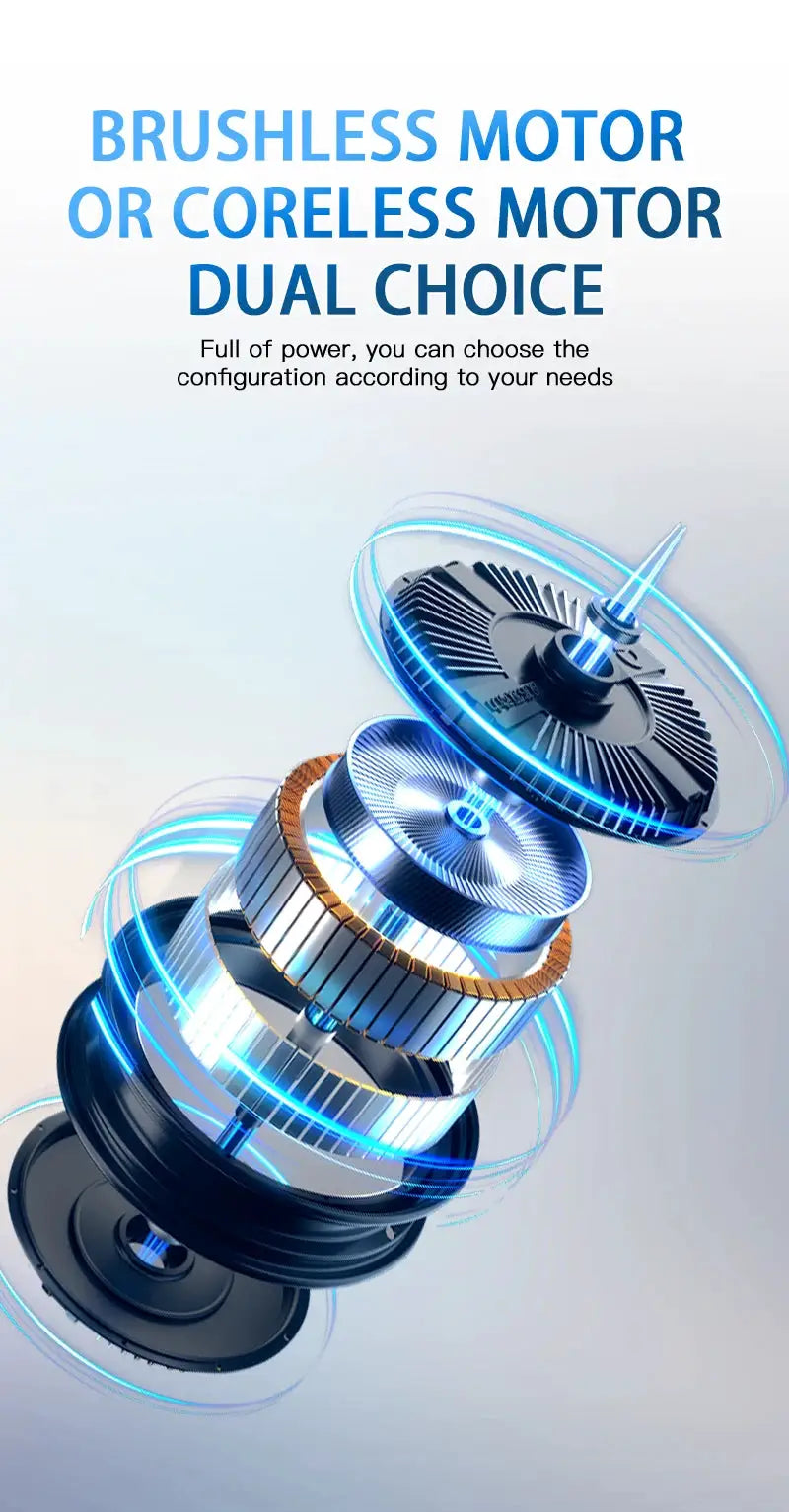 RC drone brushless motor exploded view with blue neon rings, SG600 MAX by Simples Market