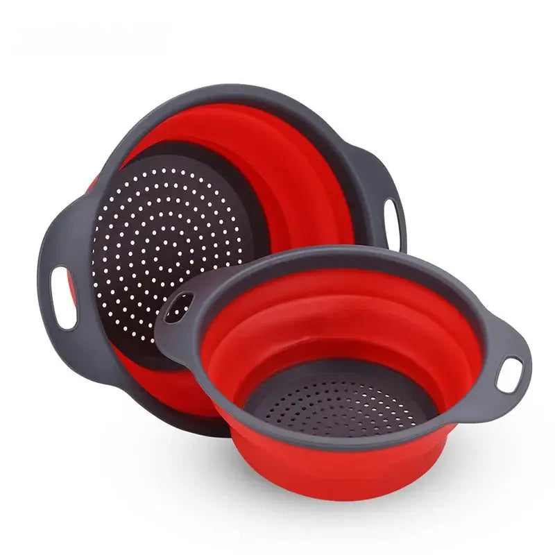 Silicone Collapsible Vegetable and Fruit Cleaning Basket Folding Drainage Colander Water Filter Net Kitchen Gadgets