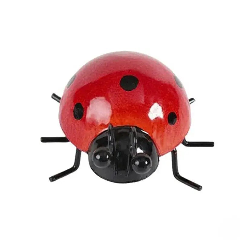Mini Metal Ladybug Fence Hanger Wall Hanging Ornament For Outdoor Garden Decor Hand Painted Rust Resistant