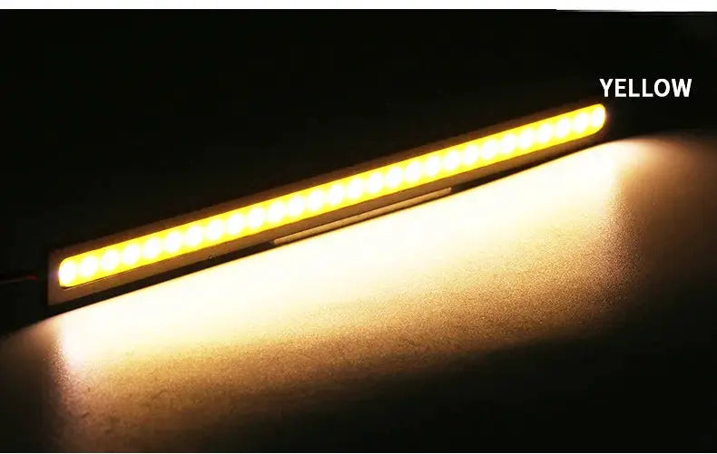 LED DRL strip for cars, 17cm, yellow COB LEDs, aluminum housing