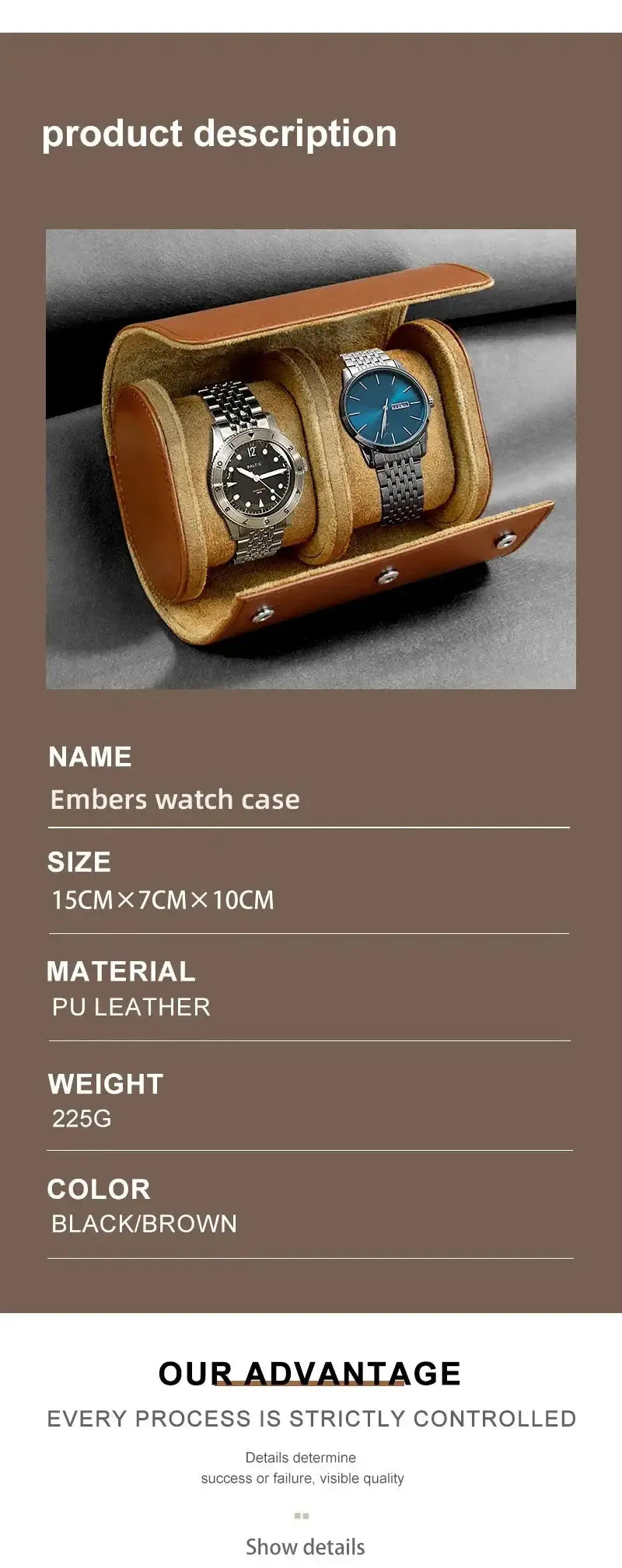 Embers Leather Watch Roll 1 2 3 slots Luxury Genuine Watch Storage Box Travel Bag Watch Case Gift Box Watch Pouch\]p;