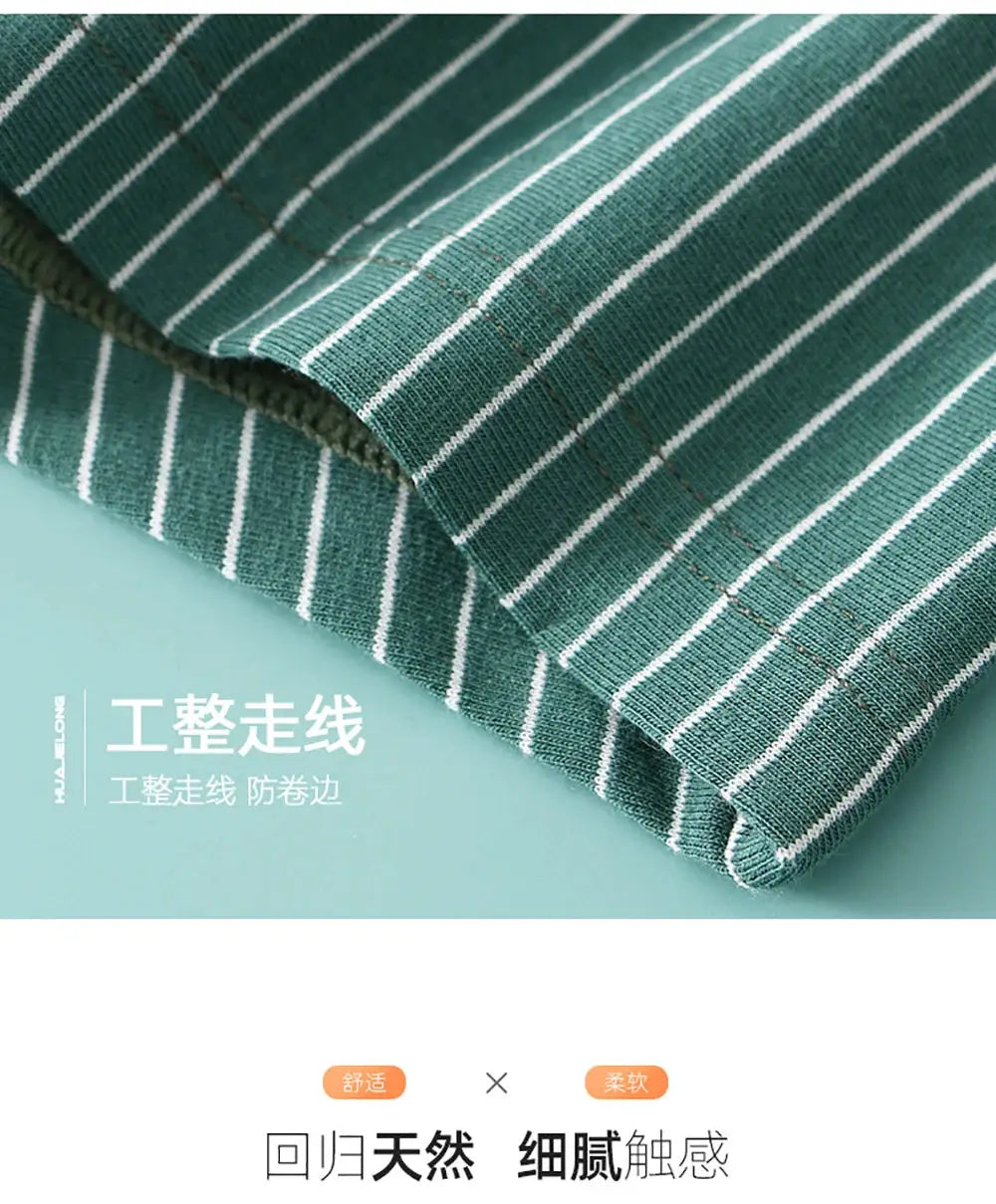 Cotton striped panties, 3-pack, teal and white, mid-rise, Simples Market