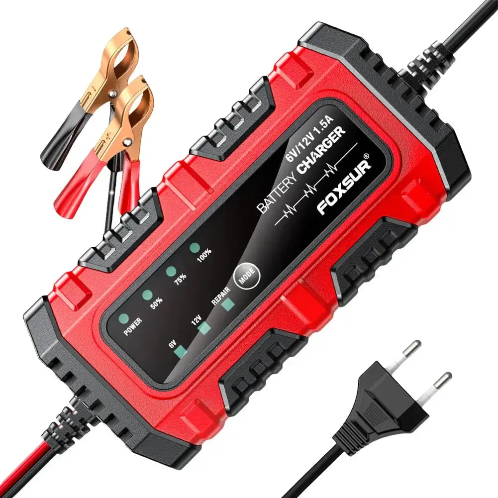 VoltGuard Smart Car And Motorcycle Battery Charger 6V 12V With Auto Voltage Detection And Safety Protections