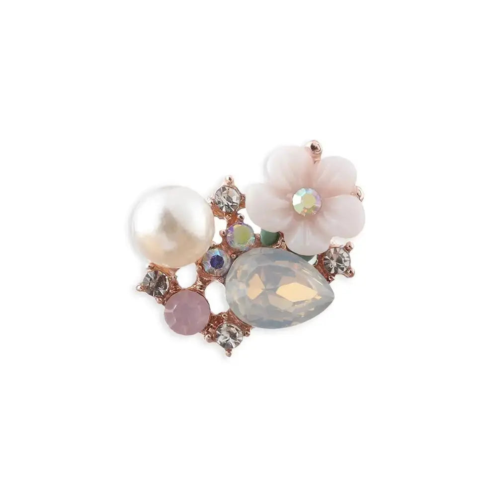 Ten Piece Exquisite Garment Buckle Flower Rhinestone Pearl Buttons for DIY Craft Sewing Accessories Apparel Decoration