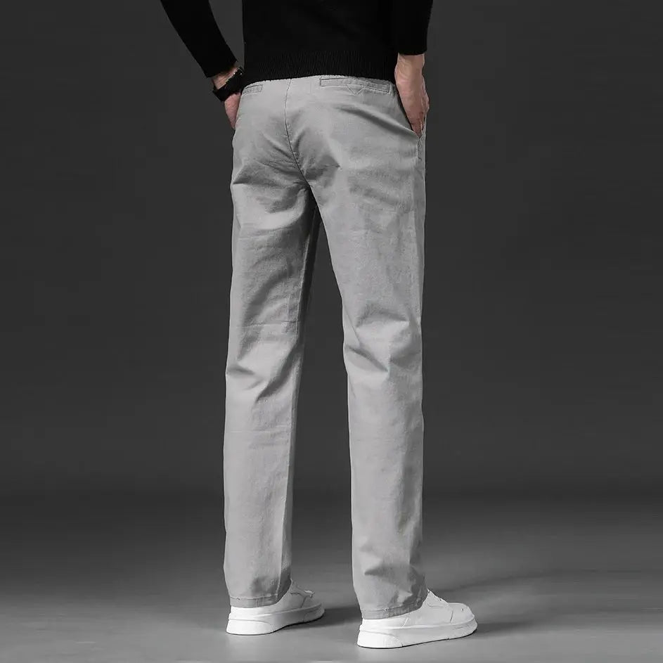 Simples Market men's straight-fit cotton-stretch chino pants in light khaki