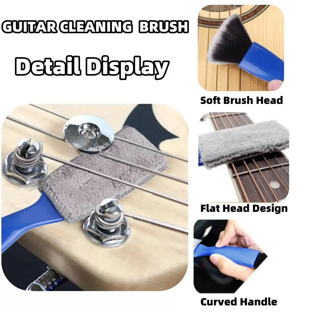 Double Head Guitar Cleaning Brush for Strings and Fretboard Care, Dust and Rust Prevention, Instrument Cleaning Tool
