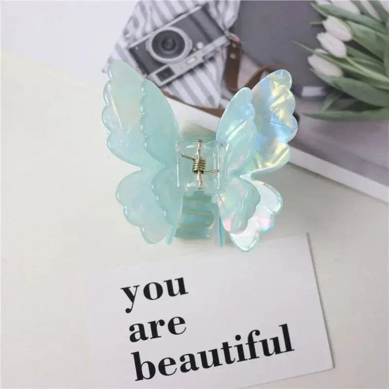 Colorful Butterfly Hair Clips For Women And Girls Pearlescent Fairy Gripper Clips Beach Summer Accessories