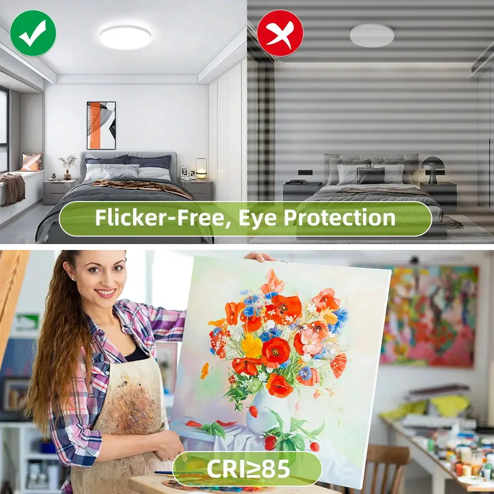 LED ceiling lamp, Simples Market white ultra-thin LED panel with flicker-free eye protection for bedroom and kitchen