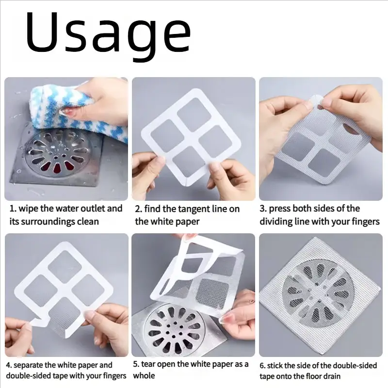 Floor Drain Sticker Self Adhesive Hair Filter Net For Bathroom Kitchen Sewer Blockage Prevention Mesh