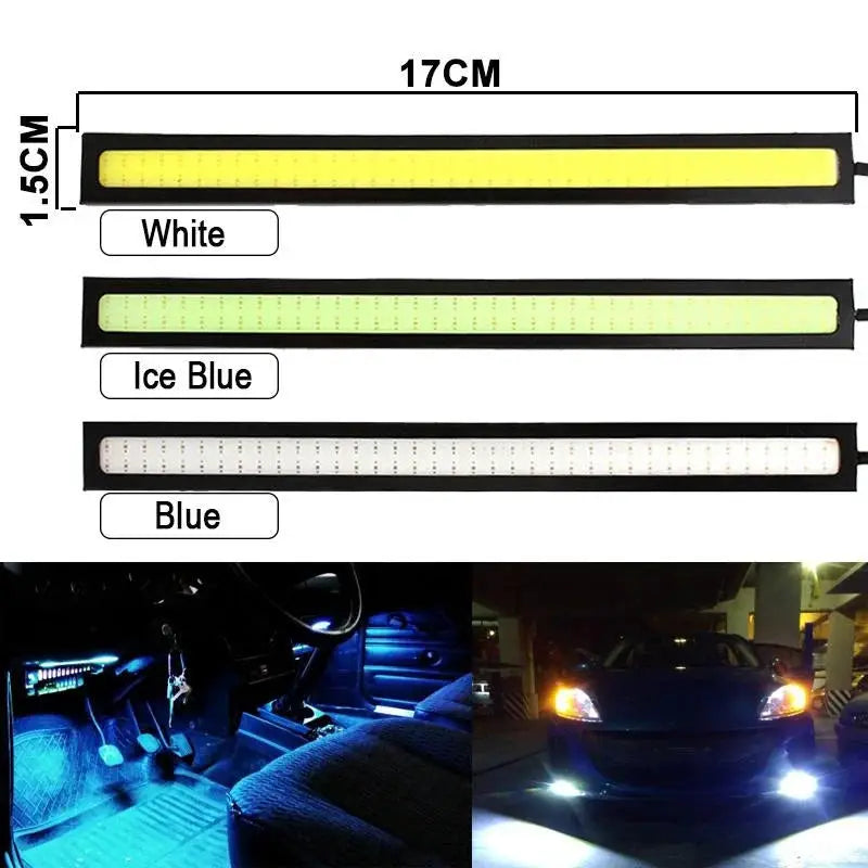 Simples Market 10pcs 17cm LED DRL strips, 12V COB LED, waterproof aluminum daytime running lights in white/ice blue/blue
