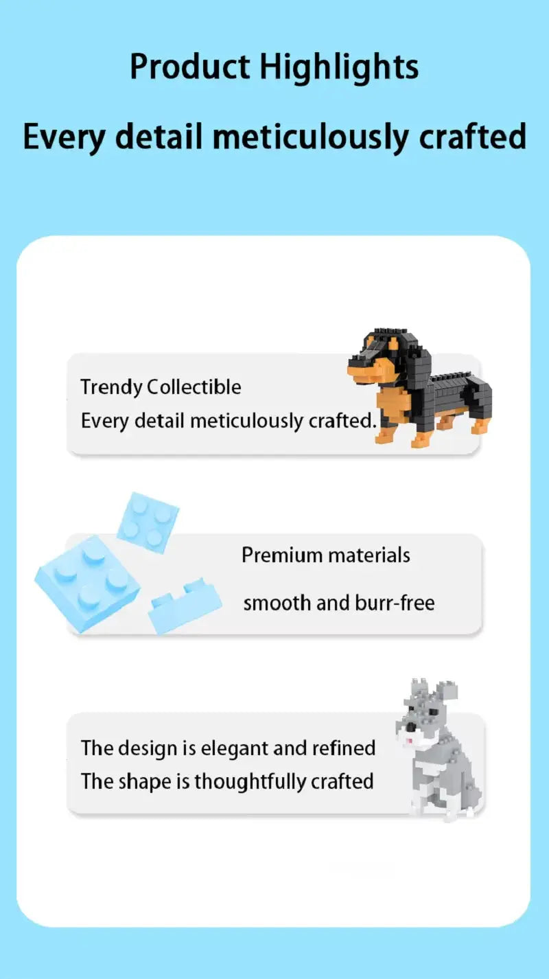 Kids Micro Building Block Dog Toy DIY Assembly Puzzle Set for Education and Fine Motor Skill Development