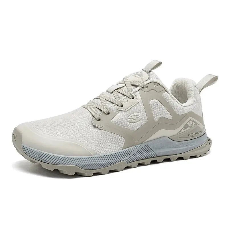 HOBIBEAR Unisex Hiking Sneakers Lace Up Walking Shoes Outdoor Travel Artificial Leather Non Slip Rubber Sole