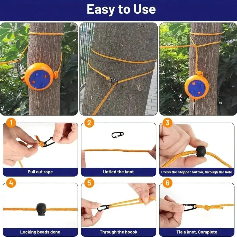 Simples Market 1PC portable retractable clothesline with orange rope and blue housing for outdoor use