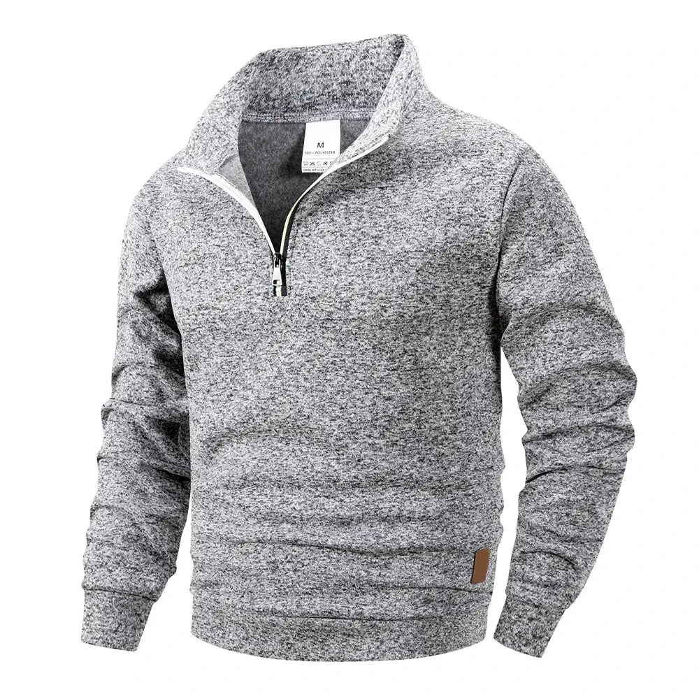 Spring Autumn Mens Standing Collar Half Zip Sportswear Long Sleeve Knitted Pullover Sweatshirt For Daily Casual Wear