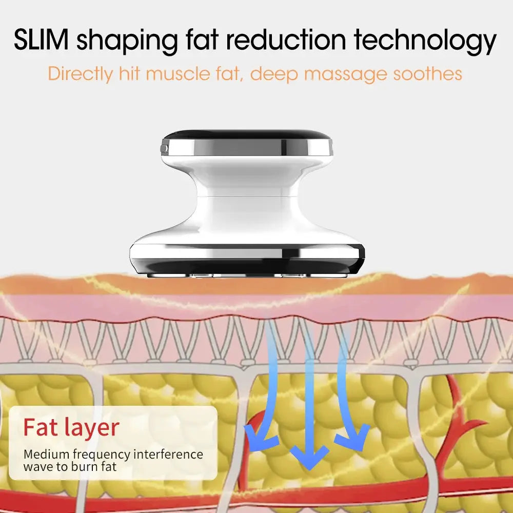 Body slimming massager cordless handheld device with LED light and 4 modes in white by Simples Market