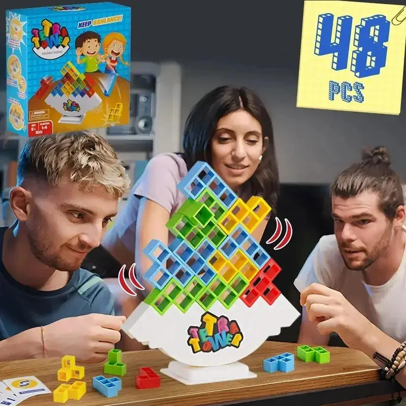 Jigsaw Building Block Toys for Kids, Balance Stacking and Construction Board Games for Tabletop Fun