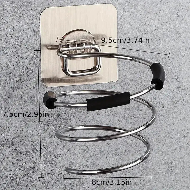 Bathroom Hair Dryer Holder Wall Mounted Stainless Steel Organizer Adhesive Wall Mount For Salon Tools