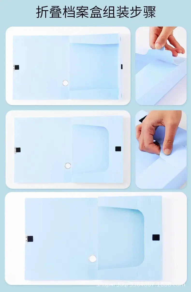A4 plastic storage file box with lid, blue, Simples Market 1 pack